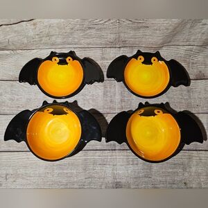 Tabletops Lifestyles Silhouette Halloween Bats Ceramic Plates And Bowls Set